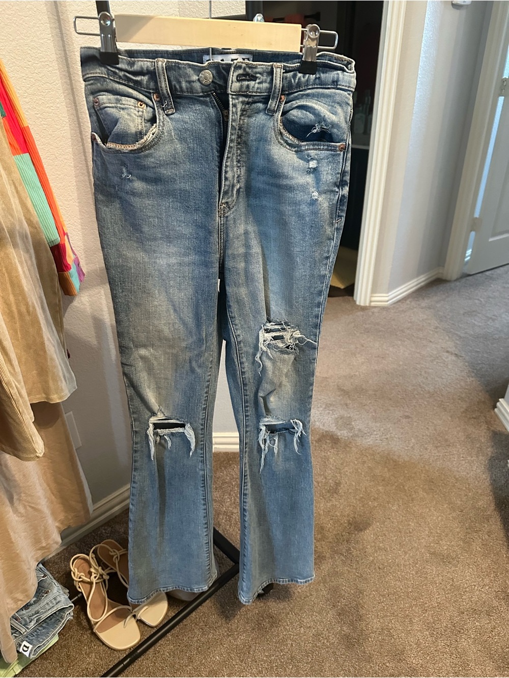 Daze Just Right Light Wash Distressed Flared Jeans